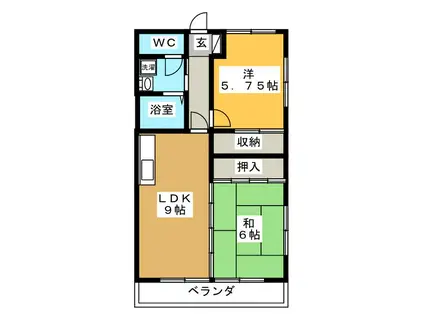 加藤第三マンション(2LDK/1階)の間取り写真