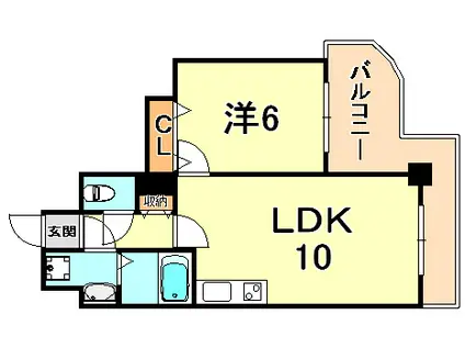 アミーグランコート三宮(1LDK/9階)の間取り写真