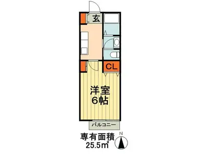 モンフレール都賀(1K/1階)の間取り写真
