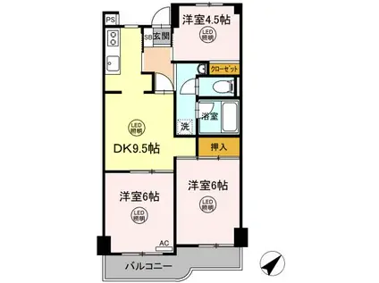 パールマンション(3DK/3階)の間取り写真