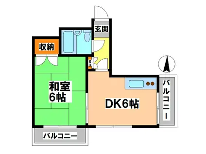 PLENDY東小金井(1DK/2階)の間取り写真