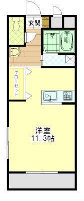 ルエ・デュ・パルク(1K/4階)の間取り写真