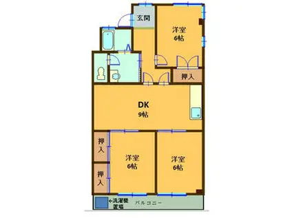 パークサイド宮東(3DK/4階)の間取り写真