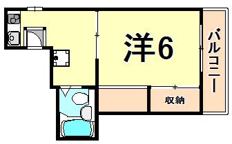 武庫之荘ヴィラ(1K/4階)の間取り写真