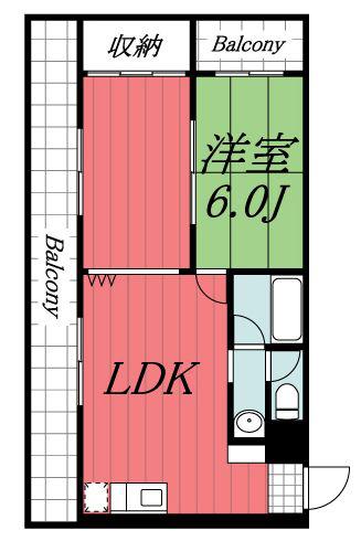 王子台ミハラ(1LDK/3階)の間取り写真