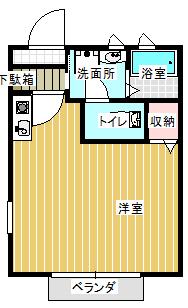 ベルクフェルト(1K/1階)の間取り写真