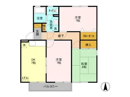 グランドソレイユ C(3DK/2階)の間取り写真