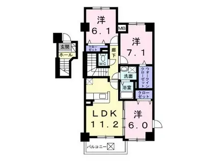 カイラス・ドルフ(3LDK/4階)の間取り写真