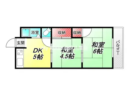 狭間マンション(2DK/3階)の間取り写真