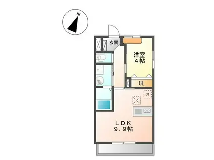 アウリイ(1LDK/1階)の間取り写真