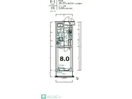 XEBEC小竹向原(1K/3階)の間取り写真