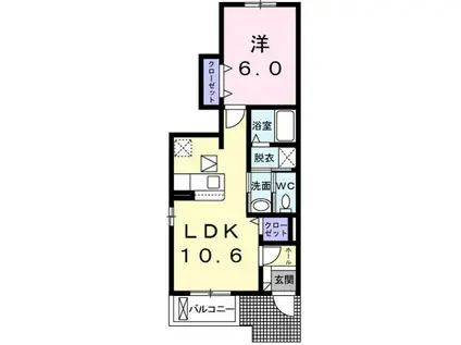 ヴィラ・大堀端A(1LDK/1階)の間取り写真