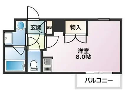 ペルル芦屋(ワンルーム/3階)の間取り写真