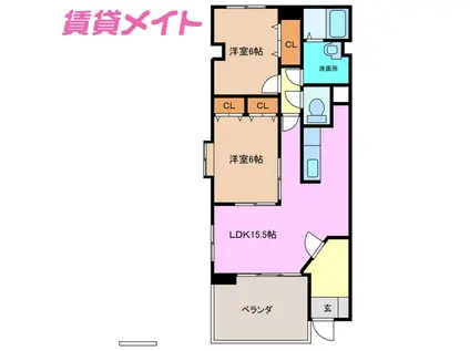 エスポワールII(2LDK/1階)の間取り写真