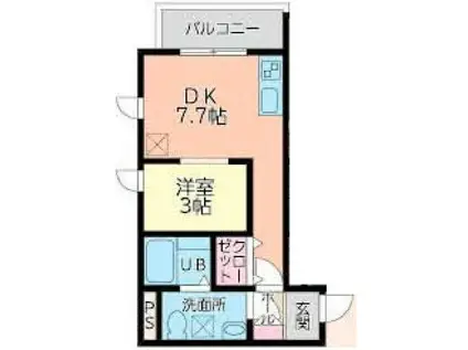 メリディアン迫参番館(1DK/2階)の間取り写真