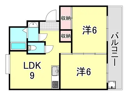 ダイバーシティ神戸長田C棟(2LDK/4階)の間取り写真