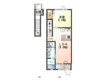 グランディール・H(1LDK/2階)の間取り写真