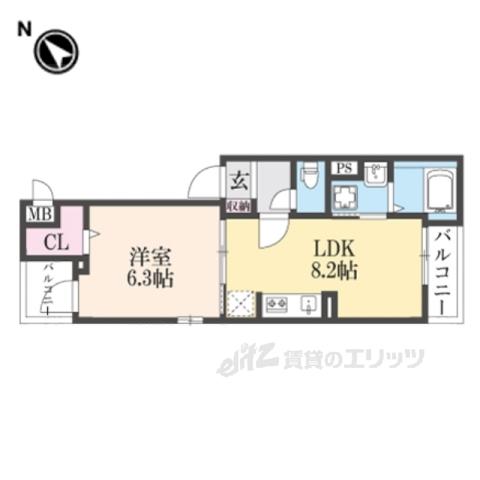 リベルテF・皐月(1LDK/3階)の間取り写真