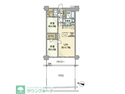 オープンレジデンシア平和台コート(2LDK/1階)の間取り写真
