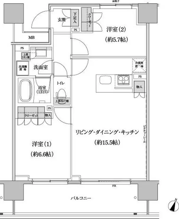 パークハビオ渋谷本町レジデンス 5階階 間取り
