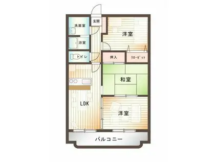 サンコート大島B棟(3LDK/3階)の間取り写真