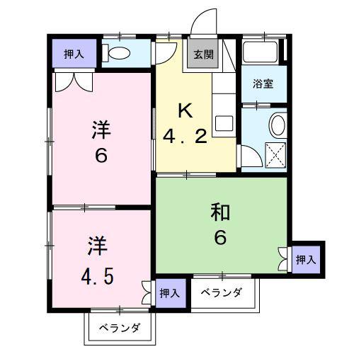 コーポ原の内(3K/2階)の間取り写真