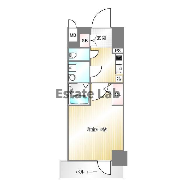 アドバンス神戸マーレ(1K/3階)の間取り写真