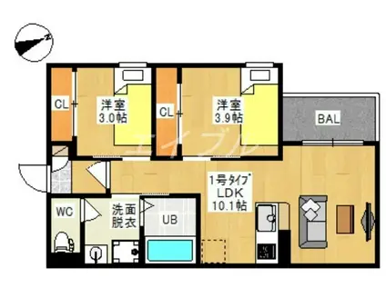 REGALEST LUCENTE(2LDK/1階)の間取り写真