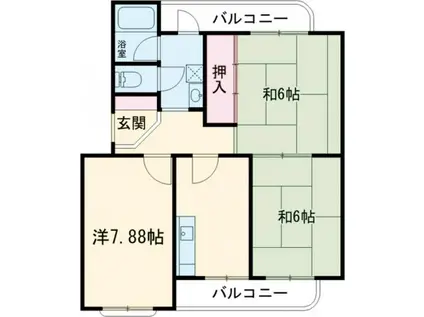三室山コープタウン8号棟(3DK/1階)の間取り写真