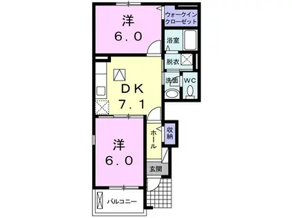 ガーデン ハウス サニー(2DK/1階)の間取り写真