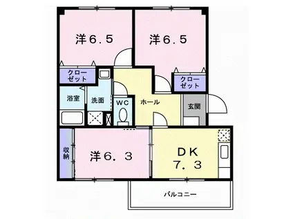 エルディム白楽(3DK/2階)の間取り写真