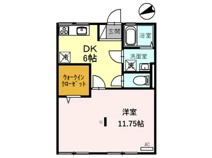 POPO(1DK/2階)の間取り写真