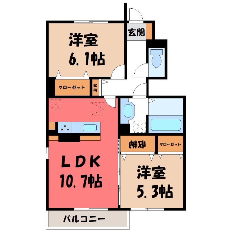 ラ・ピーノ 6(2LDK/1階)の間取り写真
