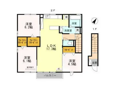 リヴェール北安東(3LDK/2階)の間取り写真