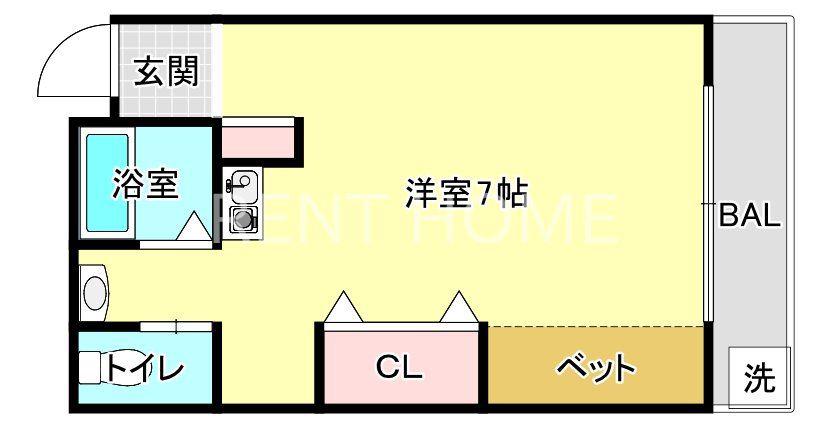 ハイム・フルース(ワンルーム/2階)の間取り写真