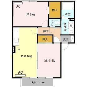 TKIフラットB棟(2DK/1階)の間取り写真