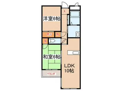 メイデンビル(2LDK/3階)の間取り写真