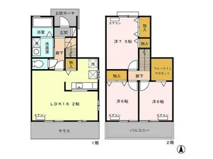 GREEN FOREST聖蹟(3LDK/1階)の間取り写真