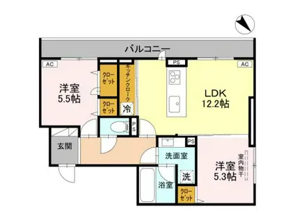 フィラーレ(2LDK/3階)の間取り写真