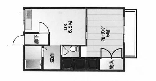 長田コーポ(1DK/3階)の間取り写真