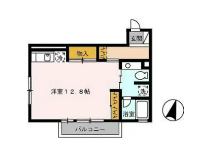 ストゥーディオ雅B棟(ワンルーム/2階)の間取り写真