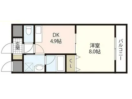 アンブシュール京橋(1DK/3階)の間取り写真