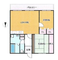 ロワイヤル京見橋(2LDK/3階)の間取り写真