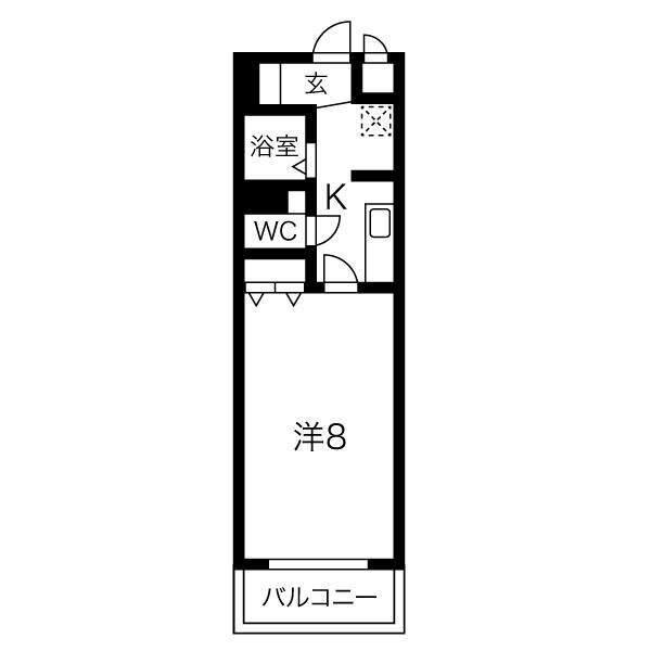 ソレイユ山代(1K/3階)の間取り写真