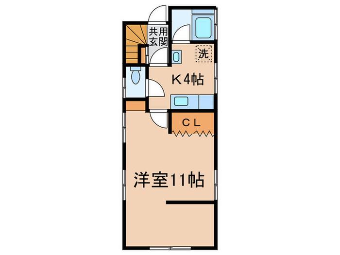 ハイツ上用賀(1K/1階)の間取り写真