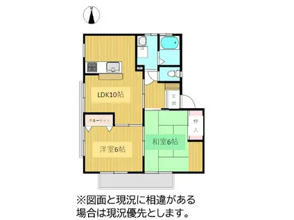 アイエスハウス(2LDK/2階)の間取り写真