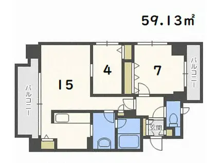 クリオ大通・ラモード(2LDK/8階)の間取り写真