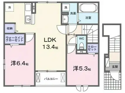 リコルディ(2LDK/2階)の間取り写真