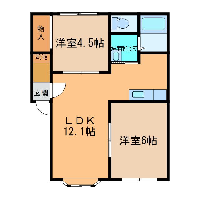 ハイム雄(2LDK/1階)の間取り写真