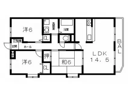 プランドール(3LDK/4階)の間取り写真